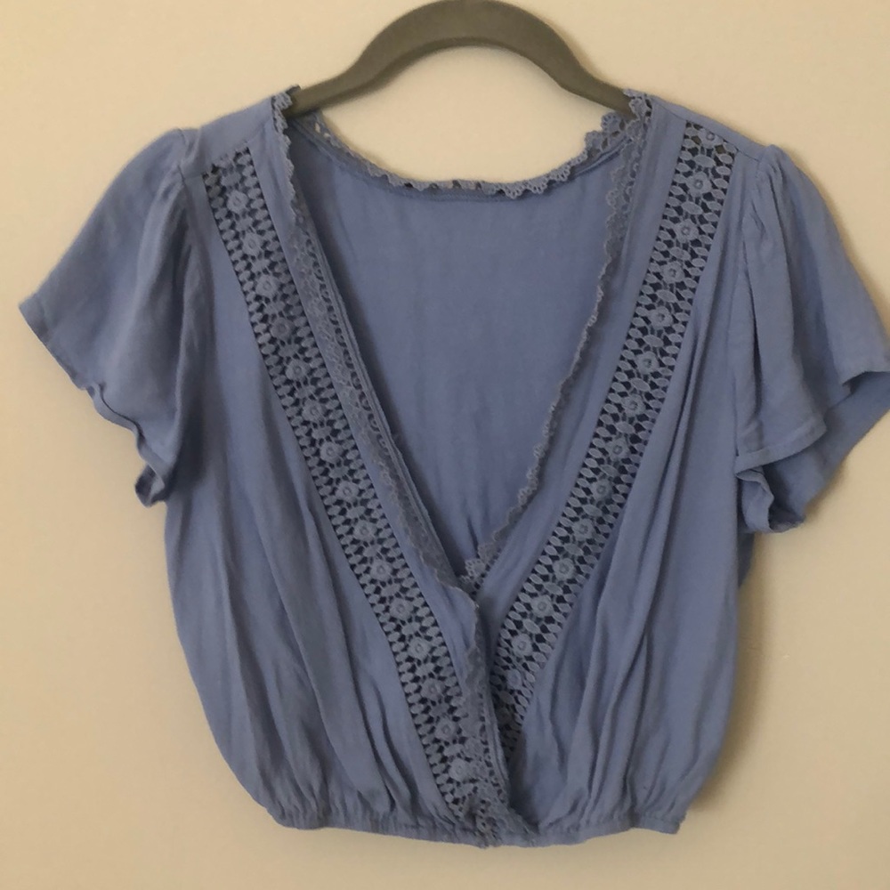 Blue eyelet crop top